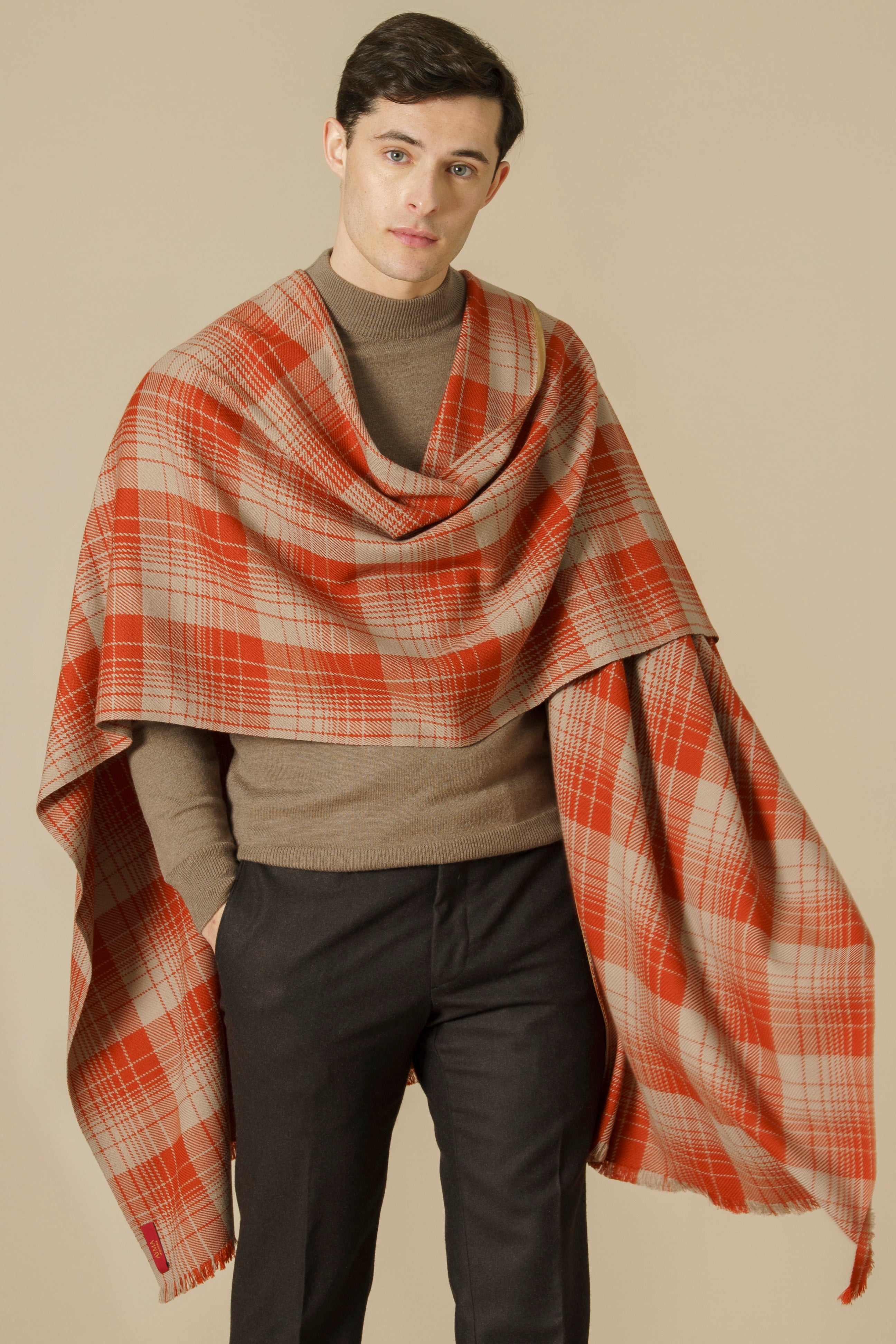 KILT RUANA - terracotta