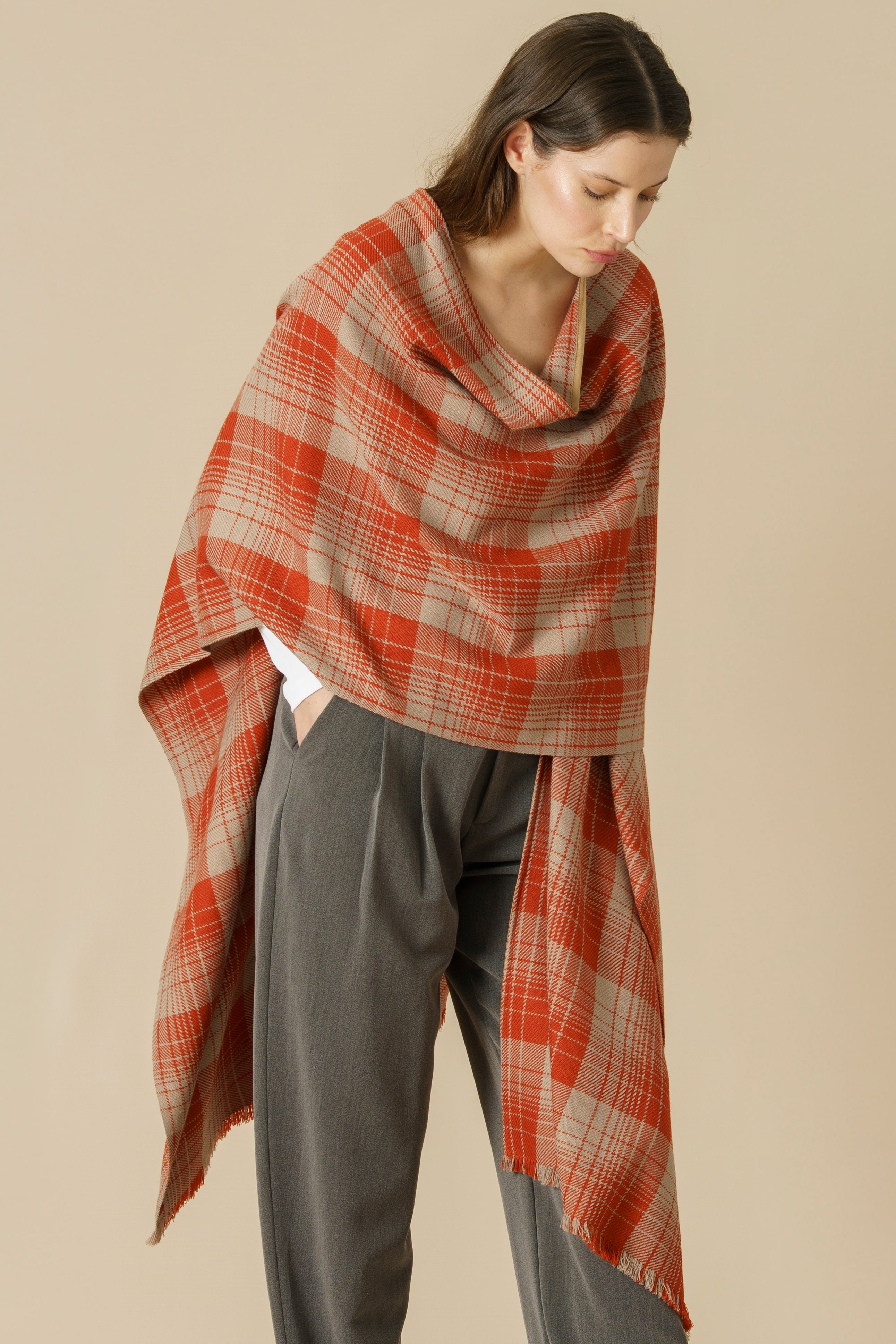 KILT RUANA - terracotta