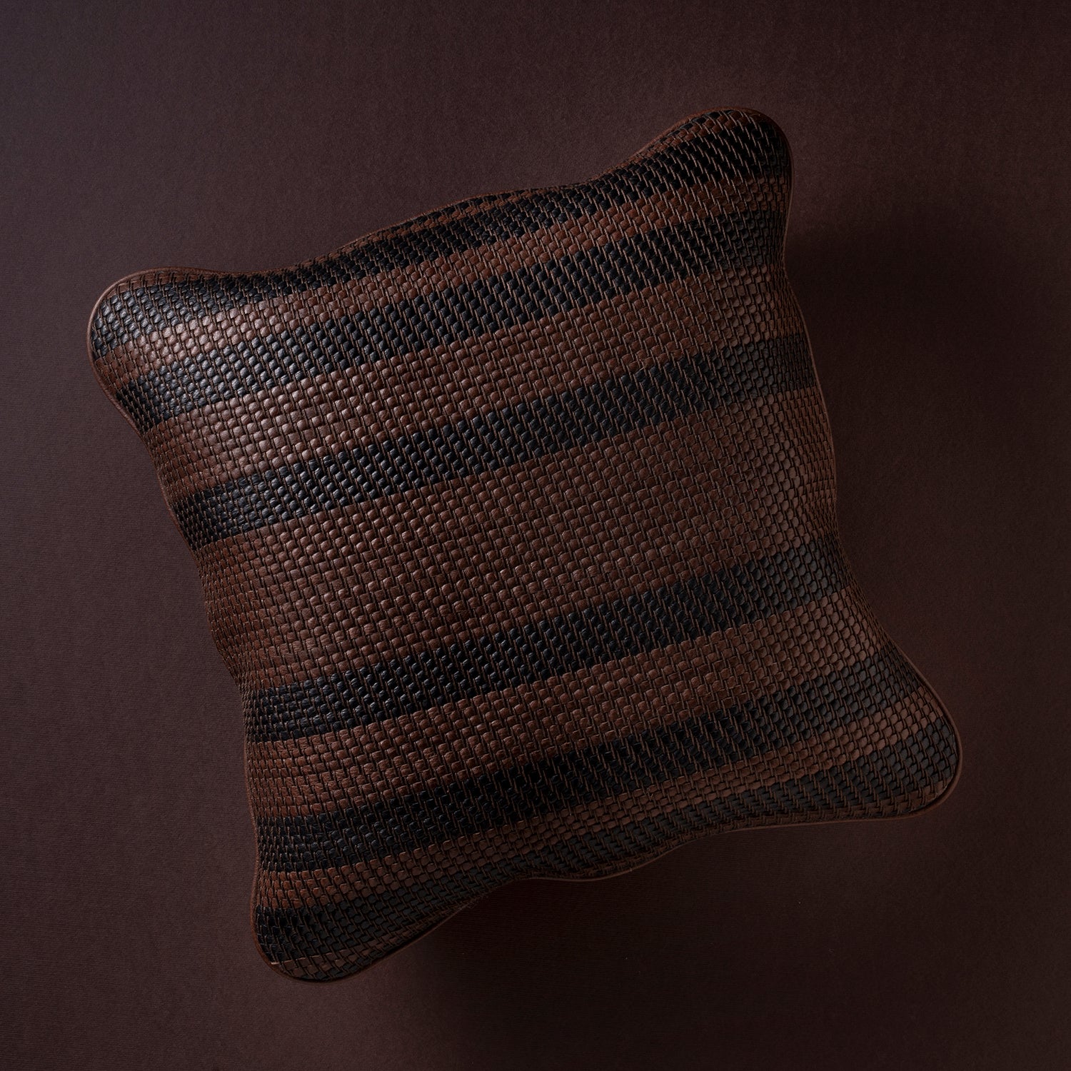 HANDWOVEN CUSHION - brown & black