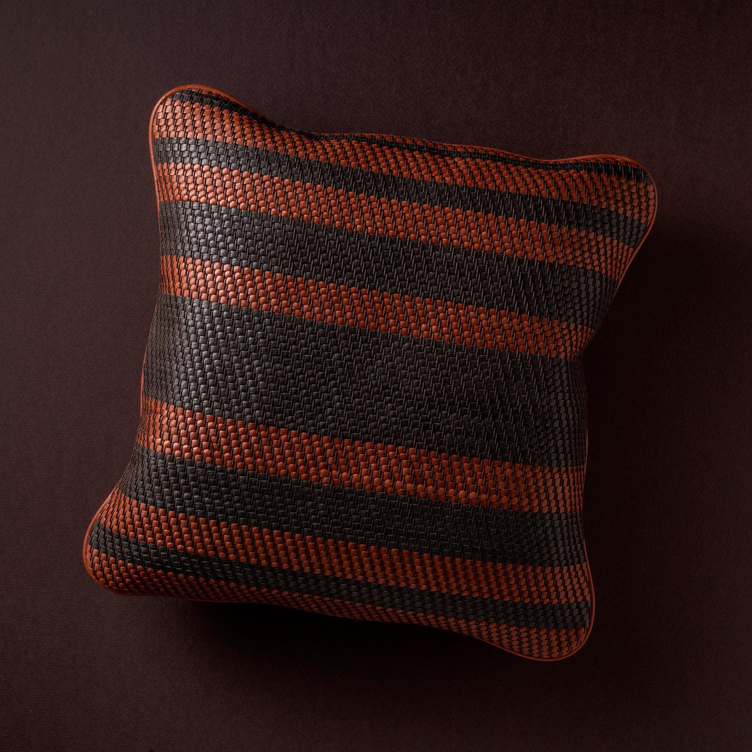 HANDWOVEN CUSHION - tan & gray
