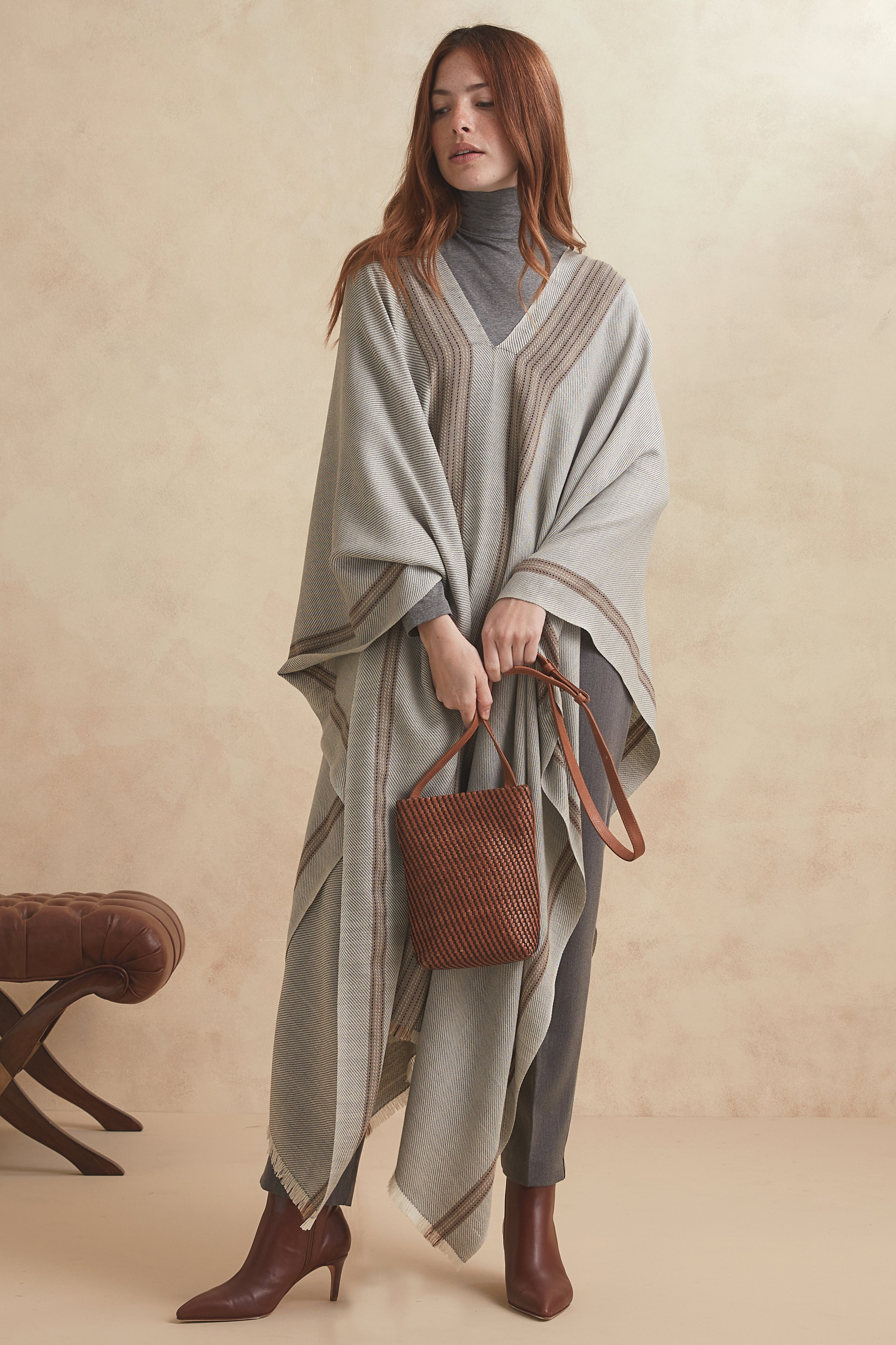 TELIL PONCHO - cashmere grey