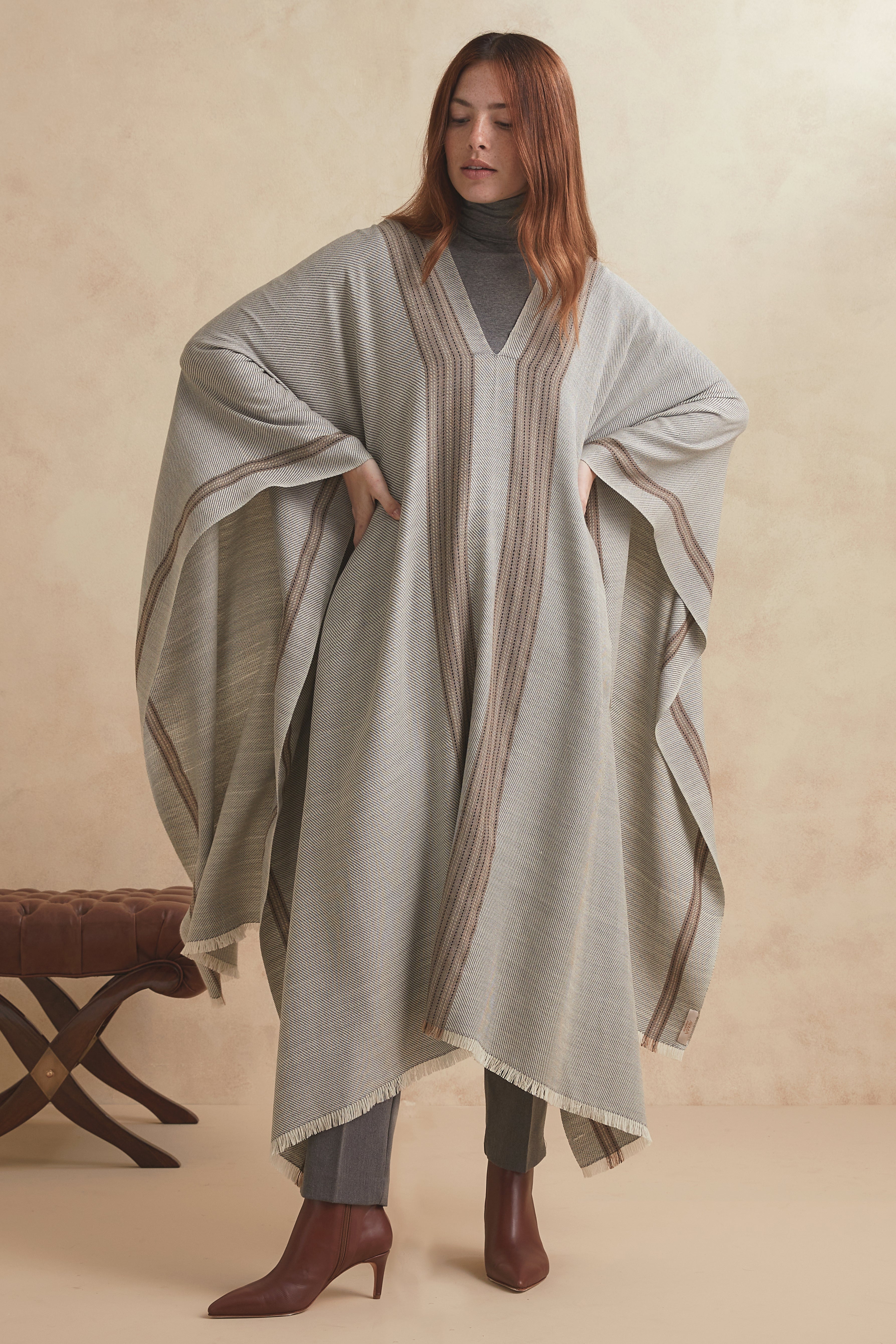 TELIL PONCHO - cashmere grey
