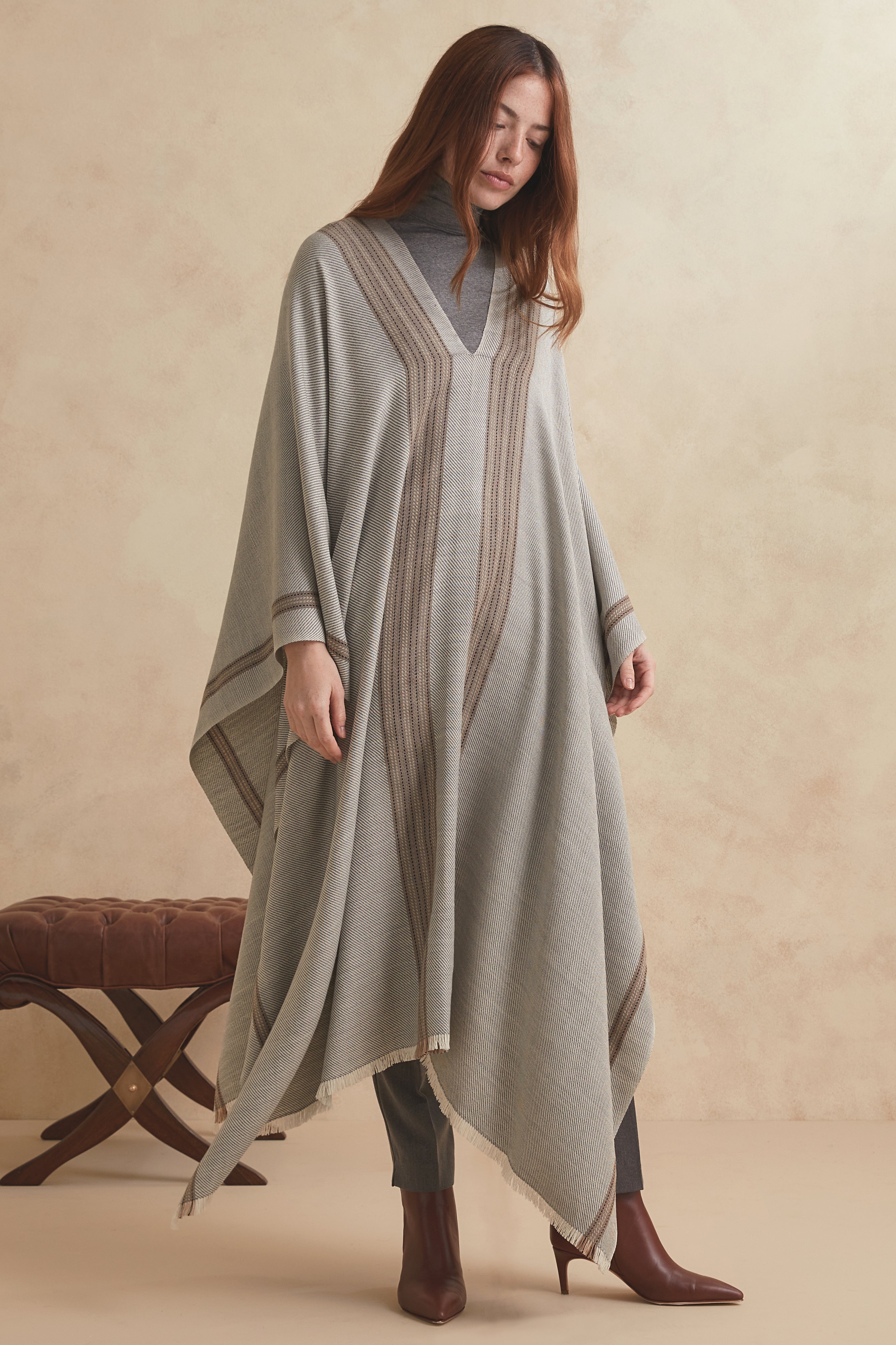 TELIL PONCHO - cashmere grey
