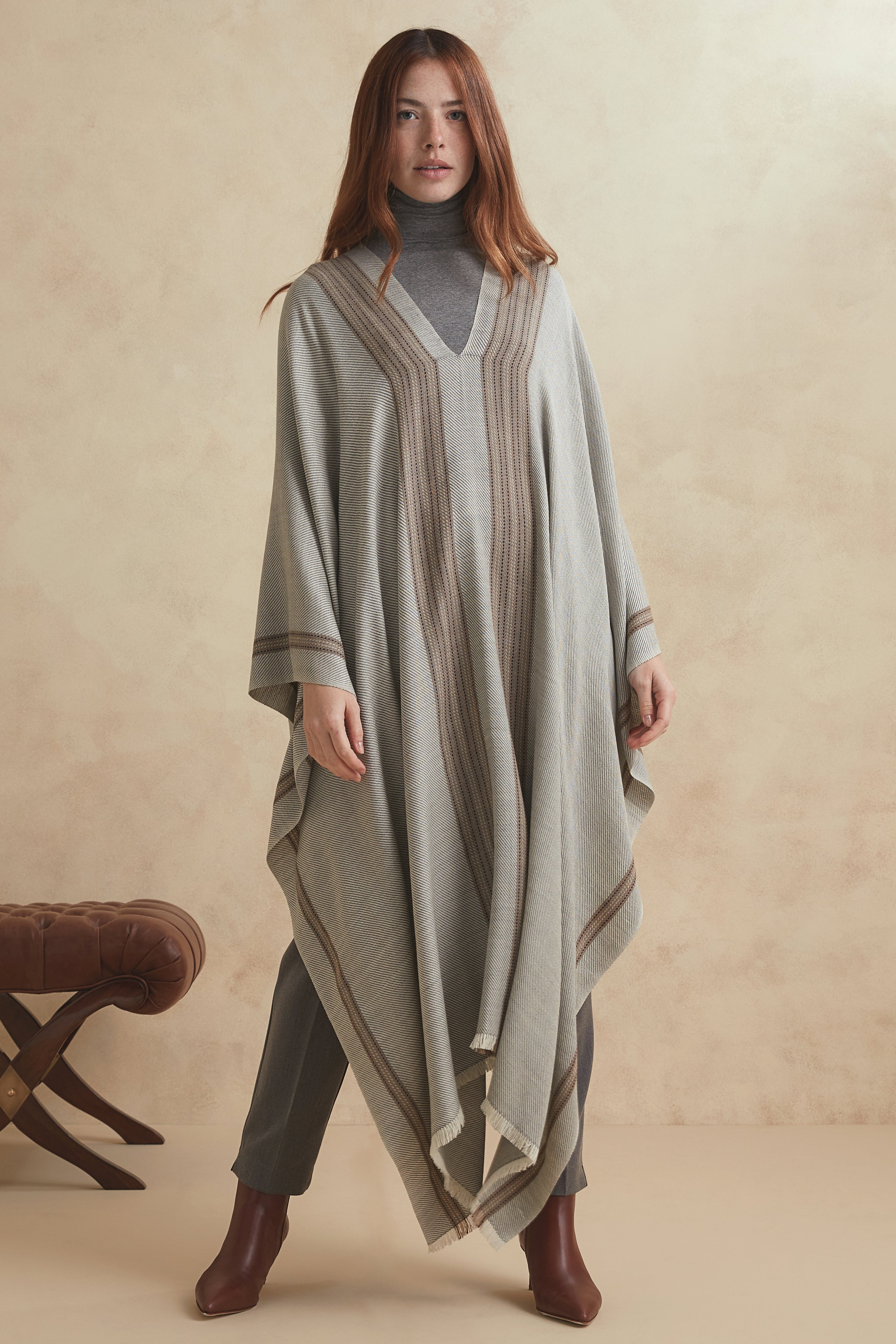 TELIL PONCHO - cashmere grey