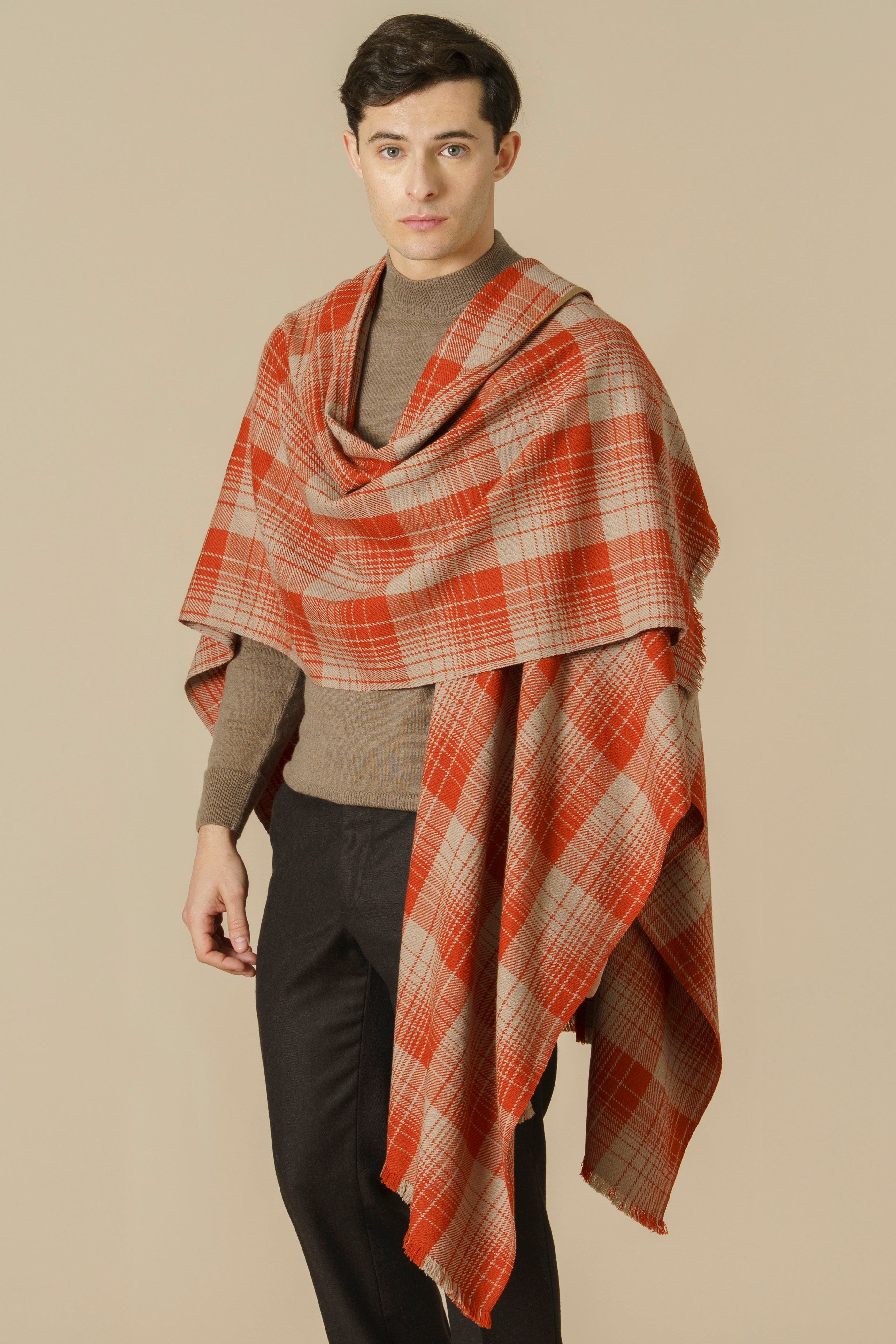 KILT RUANA - terracotta